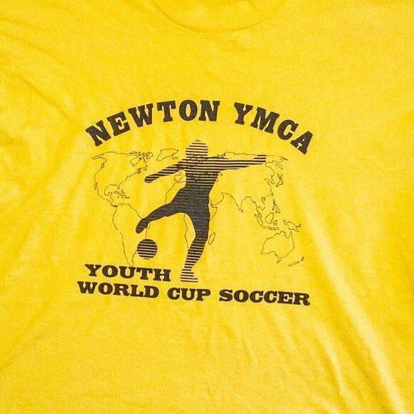 VINTAGE FRUIT OF THE LOOM BEST MENS SHIRT YELLOW YMCA SINGLE STICH SIZE XL - Picture 2 of 6